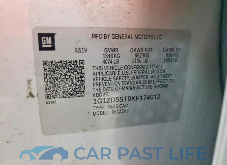 1G1ZD5ST9KF174612# 12