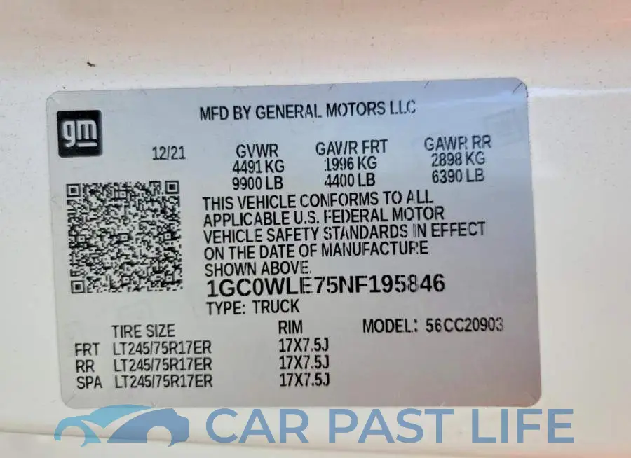 1GC0WLE75NF195846# 13