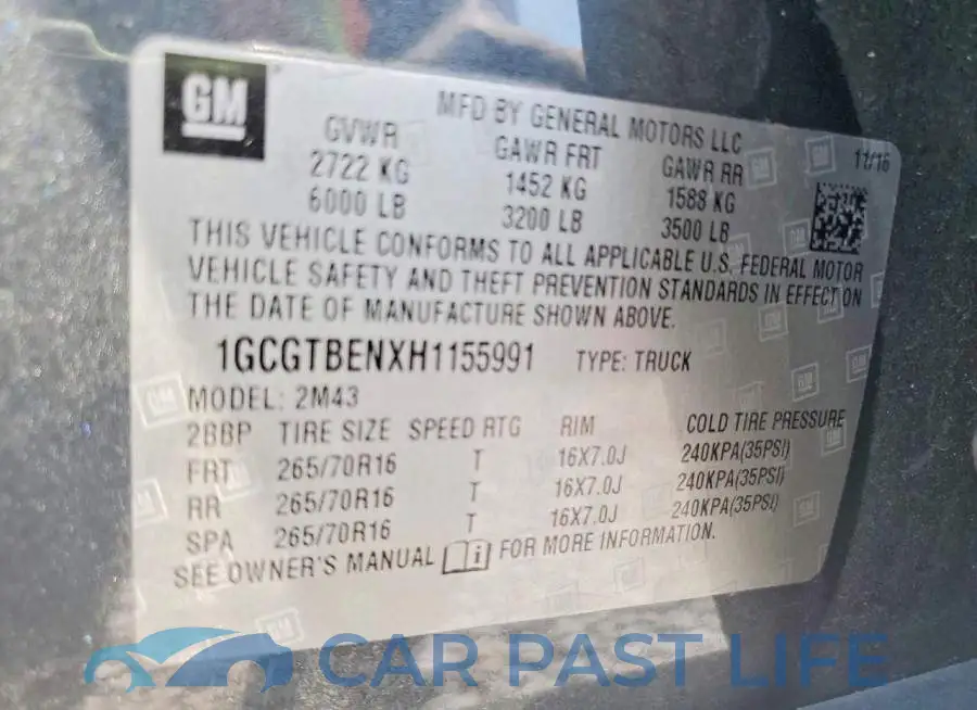 1GCGTBENXH1155991# 13