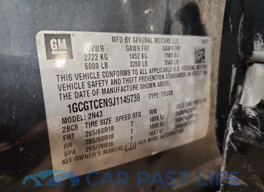 1GCGTCEN9J1149739# 12
