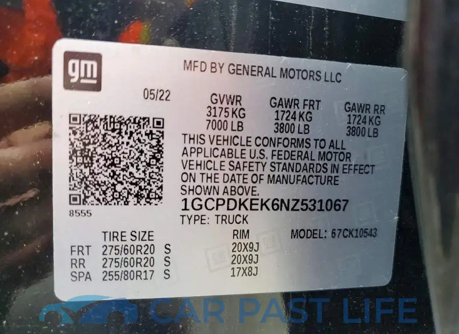 1GCPDKEK6NZ531067# 12