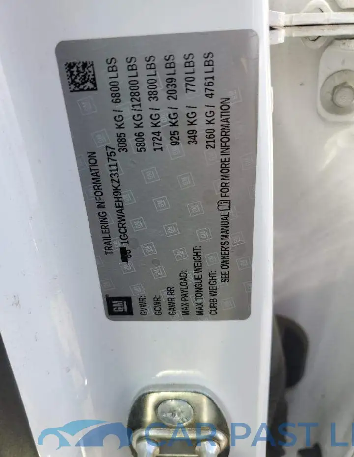 1GCRWAEH9KZ311757# 12