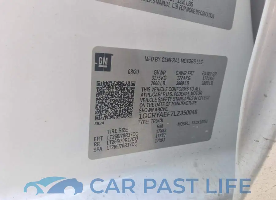 1GCRYAEF7LZ350048# 12