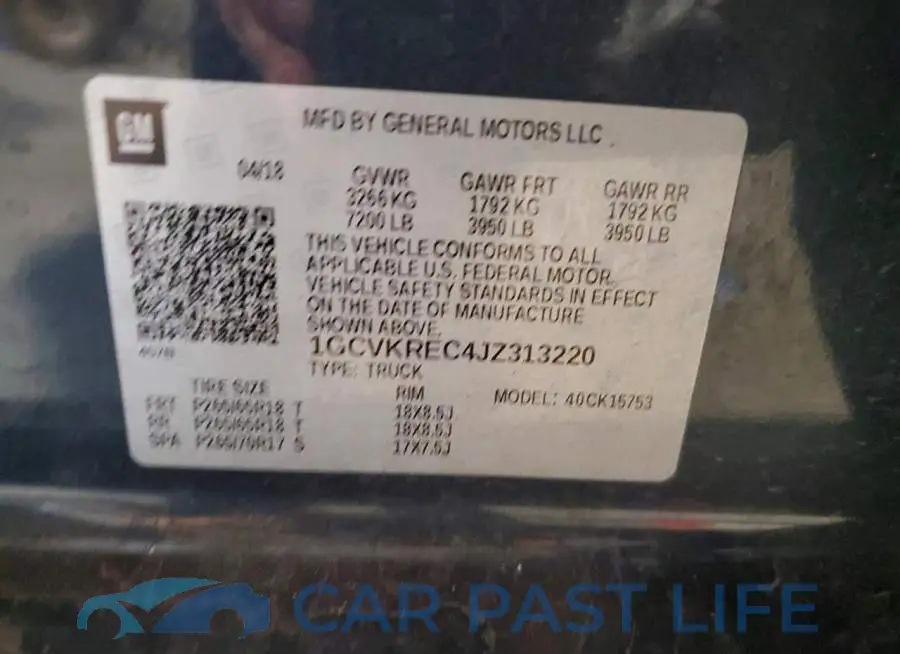 1GCVKREC4JZ313220# 13