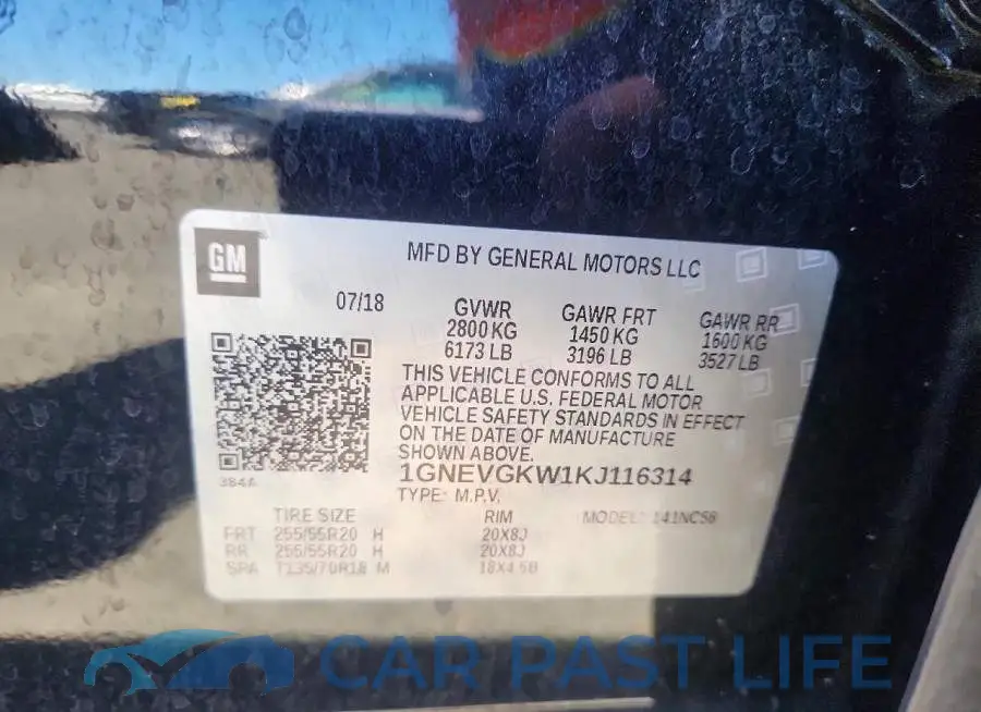 1GNEVGKW1KJ116314# 13