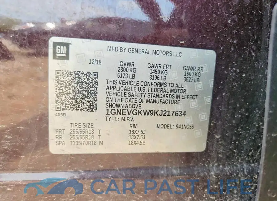 1GNEVGKW9KJ217634# 12