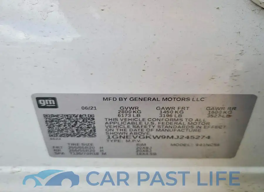 1GNEVGKW9MJ245274# 12