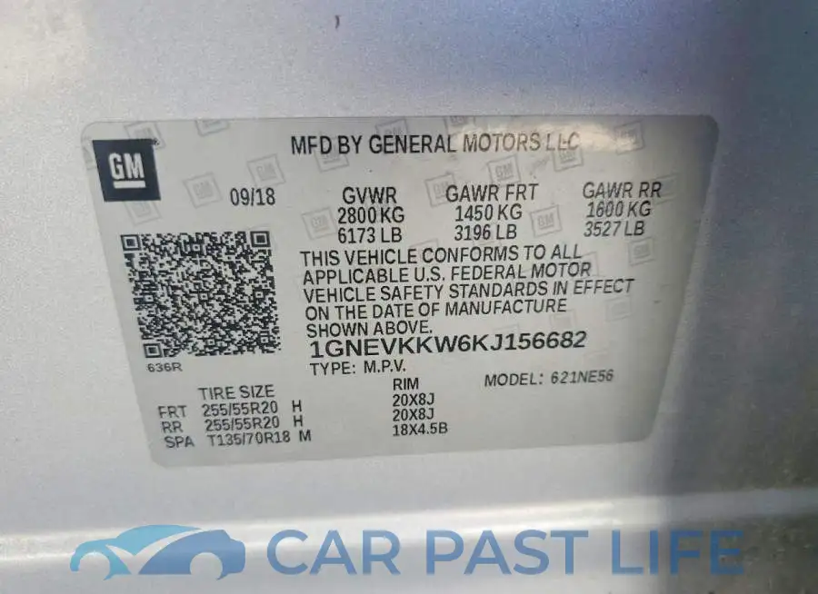 1GNEVKKW6KJ156682# 13