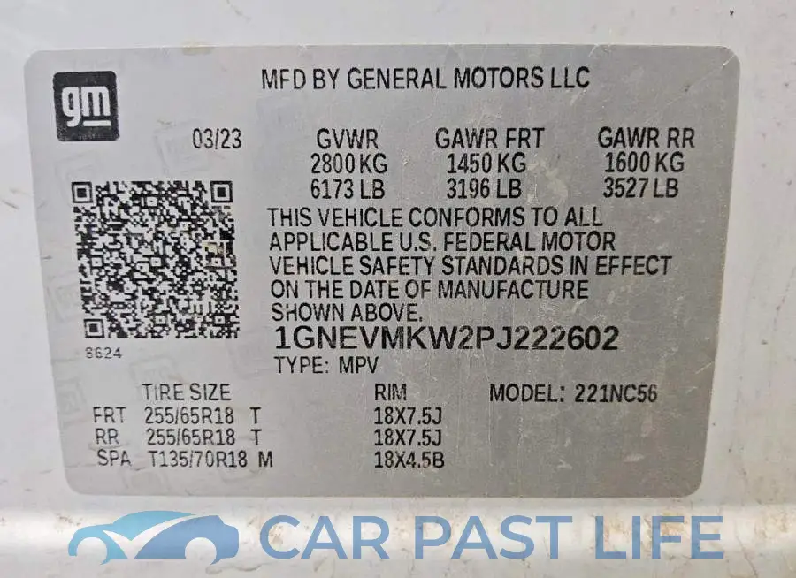 1GNEVMKW2PJ222602# 13