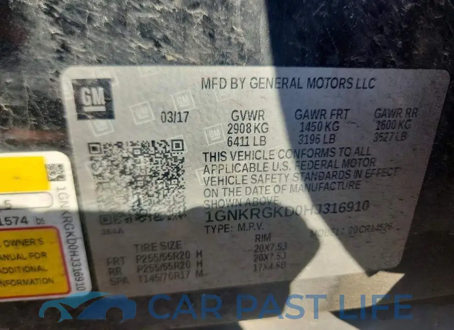 1GNKRGKD0HJ316910# 13
