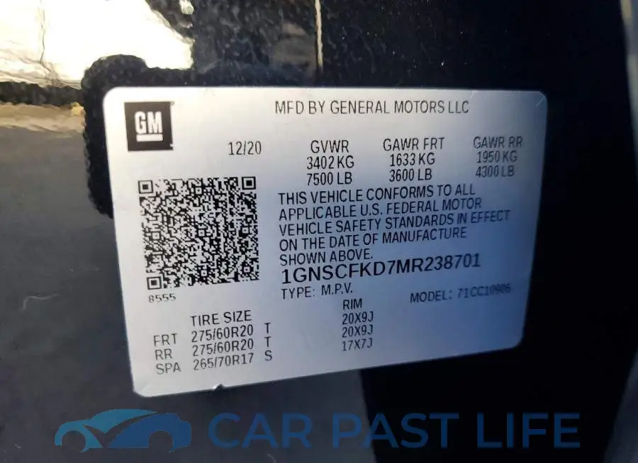 1GNSCFKD7MR238701# 13