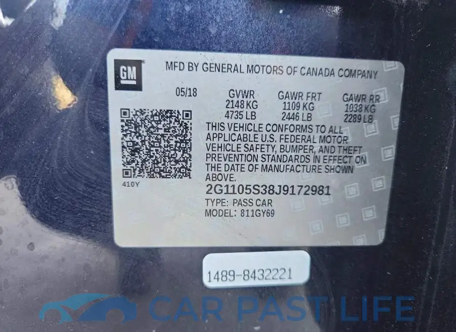 2G1105S38J9172981# 12