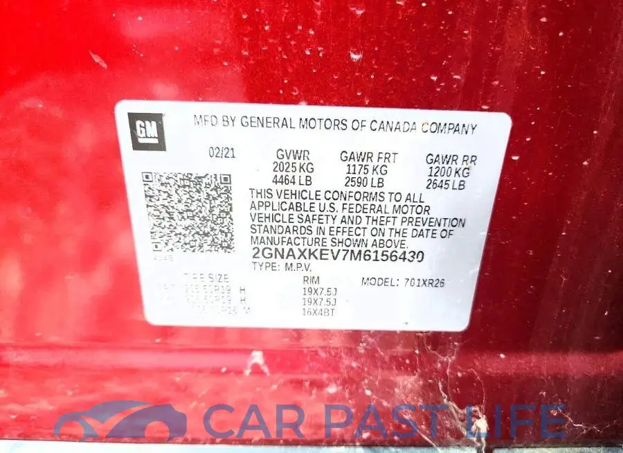 2GNAXKEV7M6156430# 13