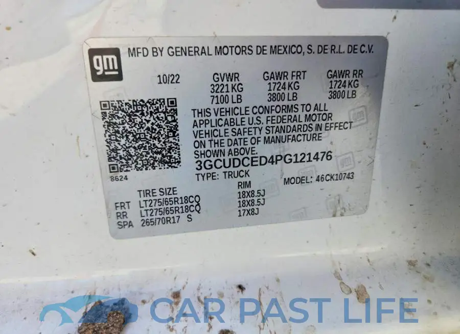 3GCUDCED4PG121476# 12