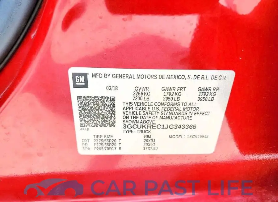 3GCUKREC1JG343366# 12