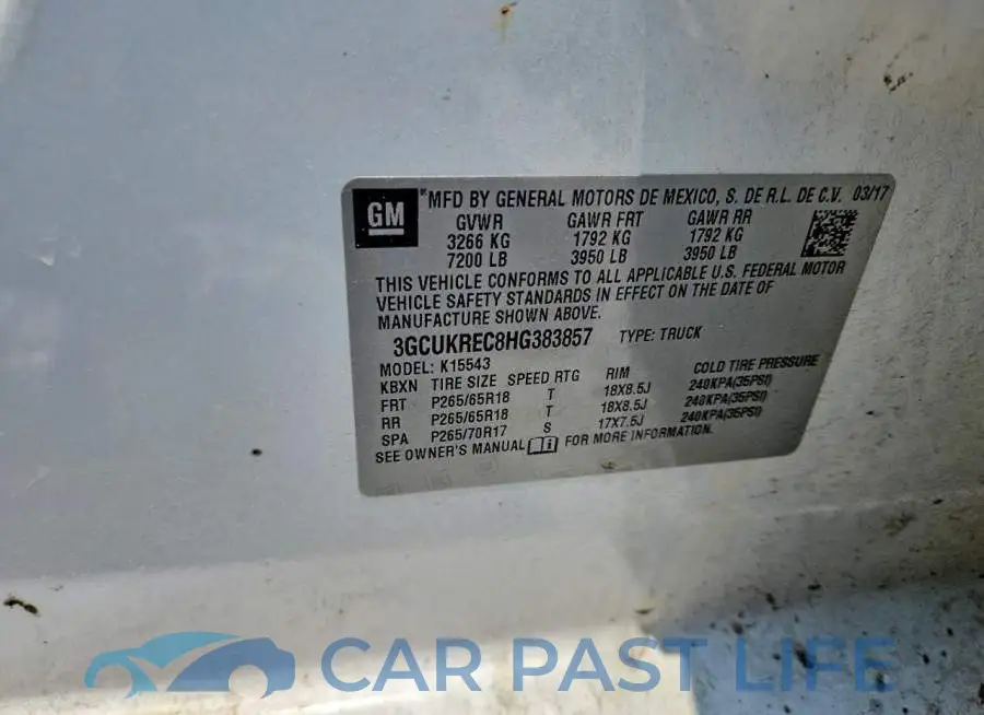 3GCUKREC8HG383857# 12