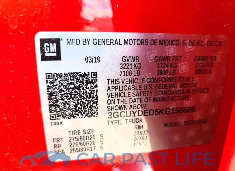 3GCUYDED5KG156689# 12