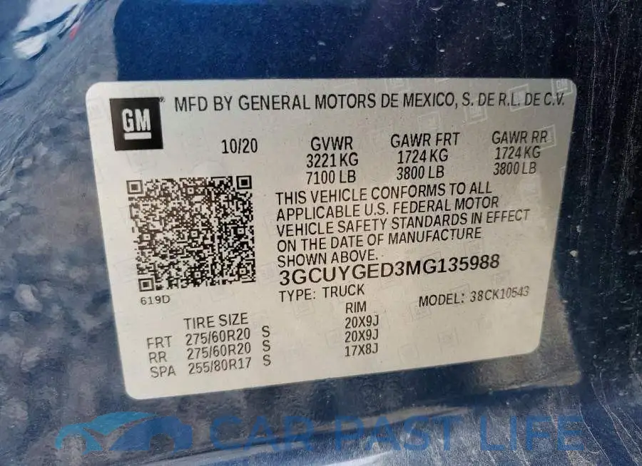 3GCUYGED3MG135988# 12