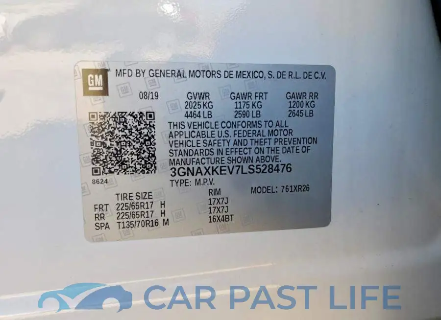 3GNAXKEV7LS528476# 13
