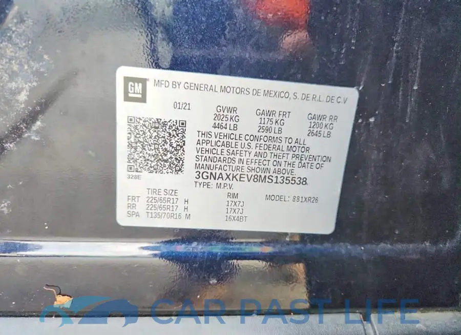 3GNAXKEV8MS135538# 13