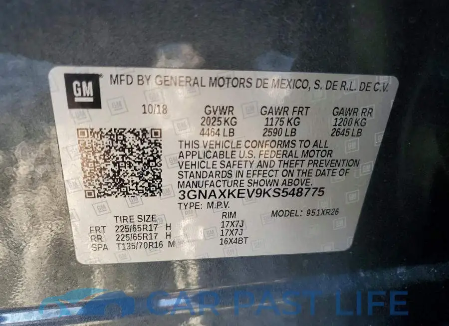 3GNAXKEV9KS548775# 13