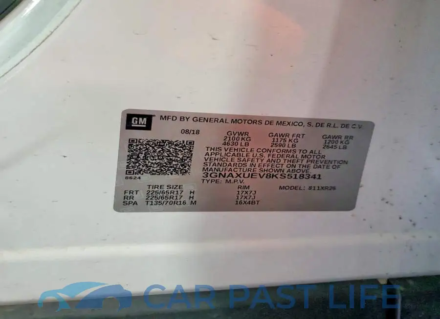 3GNAXUEV8KS518341# 13