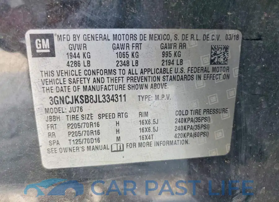 3GNCJKSB8JL334311# 12