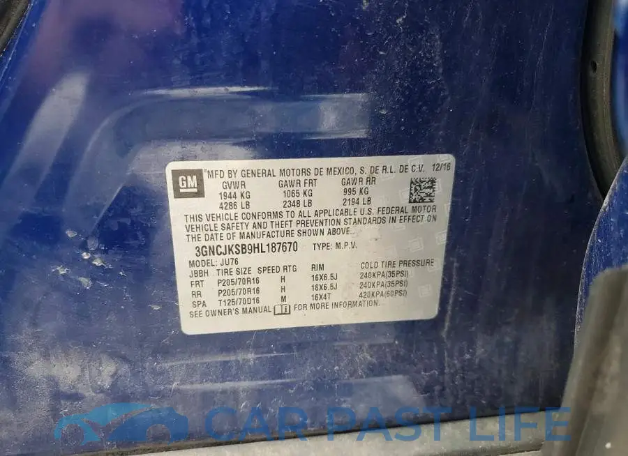 3GNCJKSB9HL187670# 13
