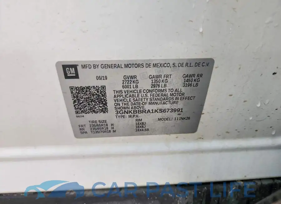 3GNKBBRA1KS673991# 12