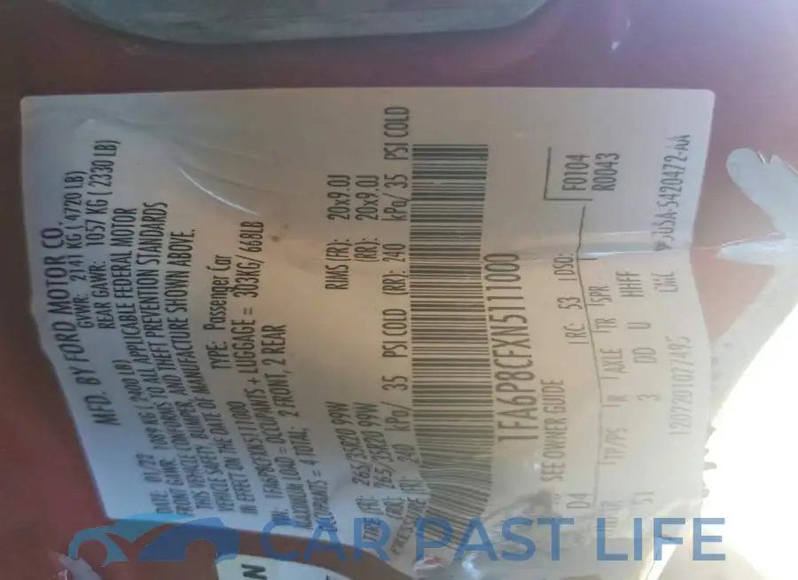 1FA6P8CFXN5111000# 12