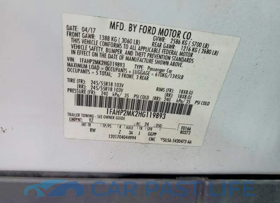 1FAHP2MK2HG119893# 12