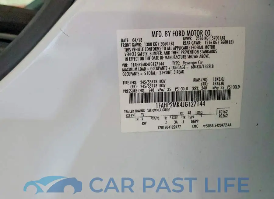 1FAHP2MK4JG127144# 12