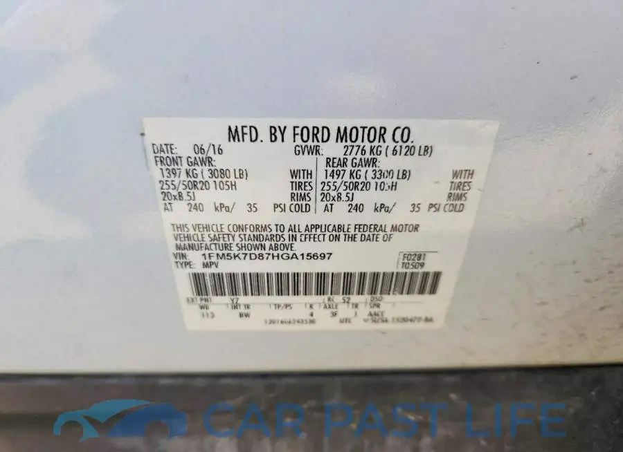 1FM5K7D87HGA15697# 13