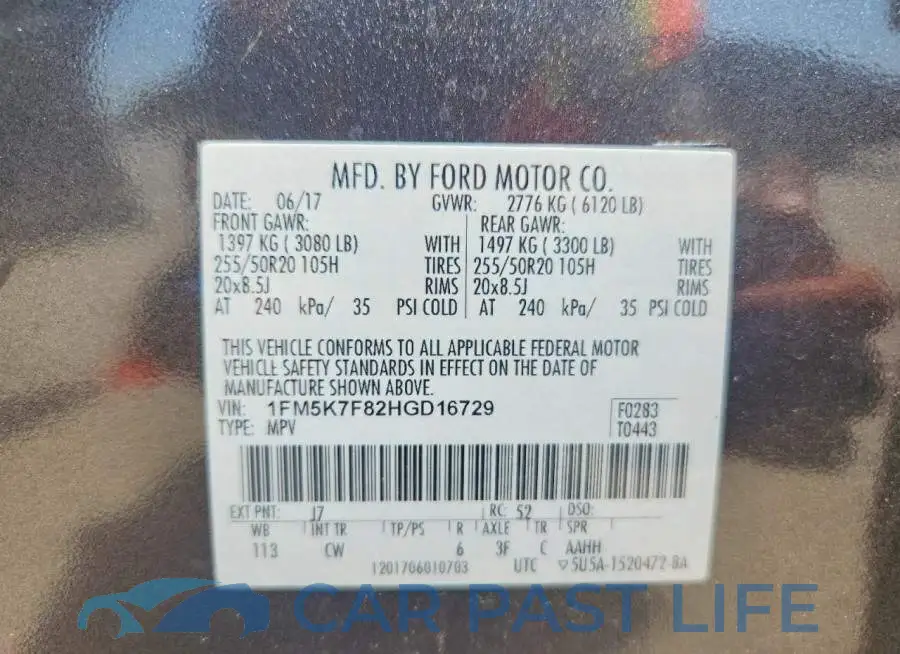 1FM5K7F82HGD16729# 13