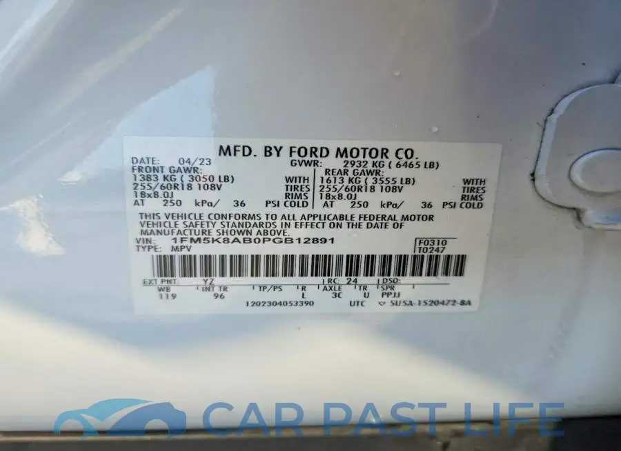 1FM5K8AB0PGB12891# 13