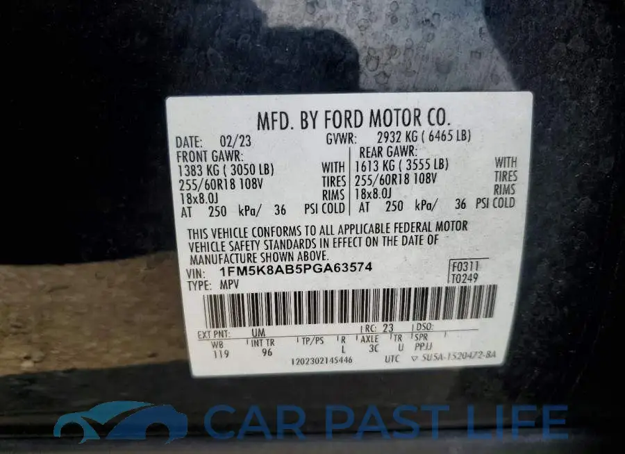 1FM5K8AB5PGA63574# 12