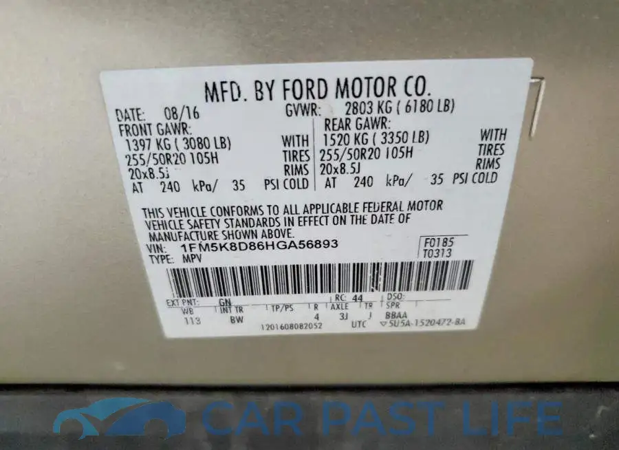1FM5K8D86HGA56893# 14