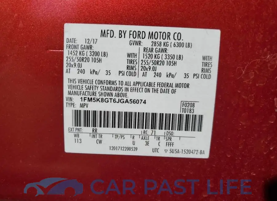 1FM5K8GT6JGA56074# 13