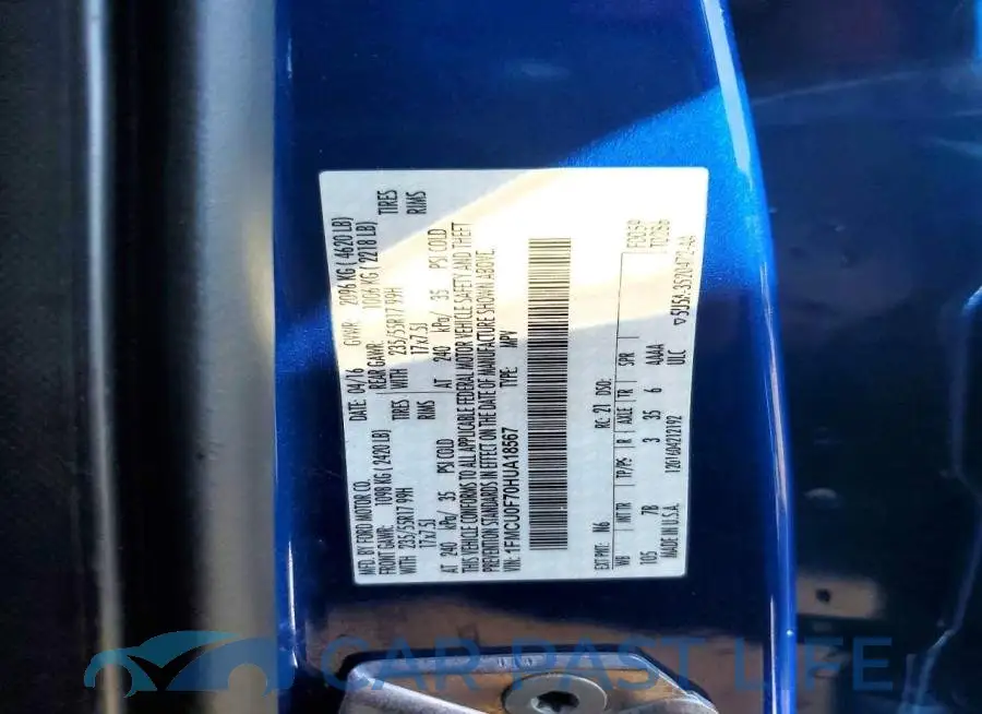 1FMCU0F70HUA18567# 13