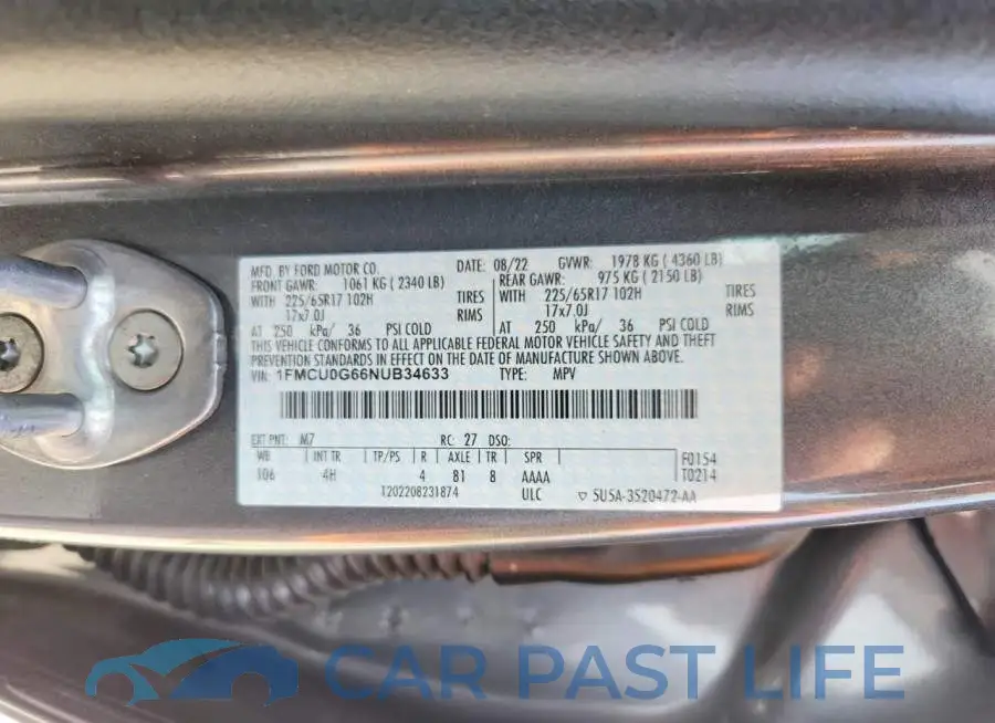 1FMCU0G66NUB34633# 14