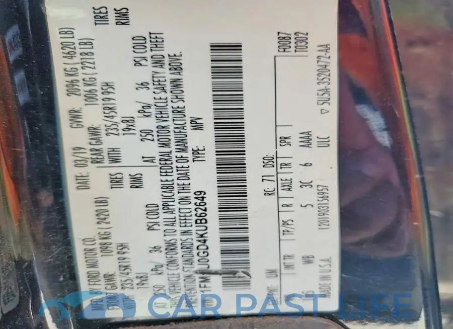 1FMCU0GD4KUB62649# 13