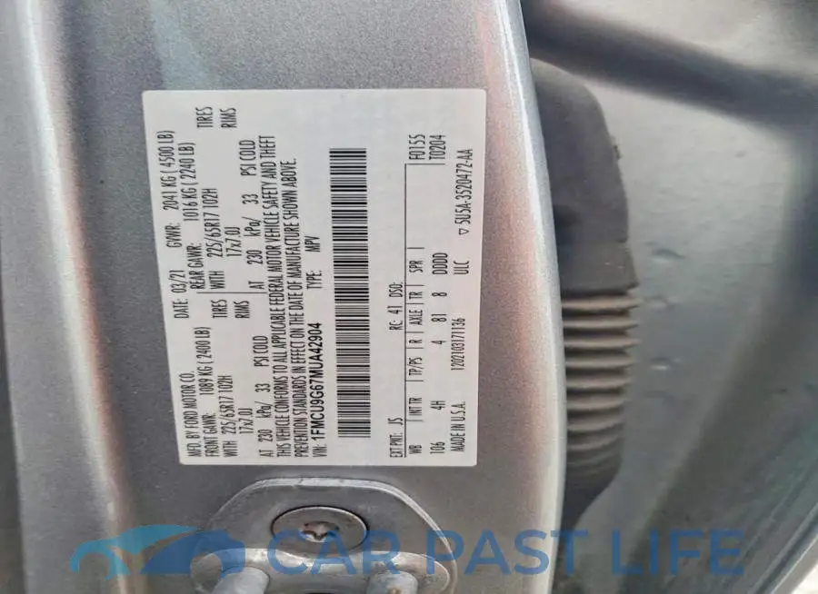 1FMCU9G67MUA42904# 12