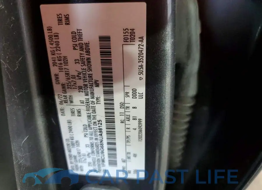 1FMCU9G68NUA98125# 13