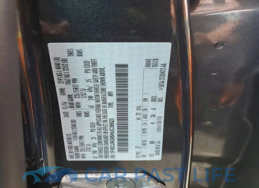 1FMCU9G95HUC38923# 13