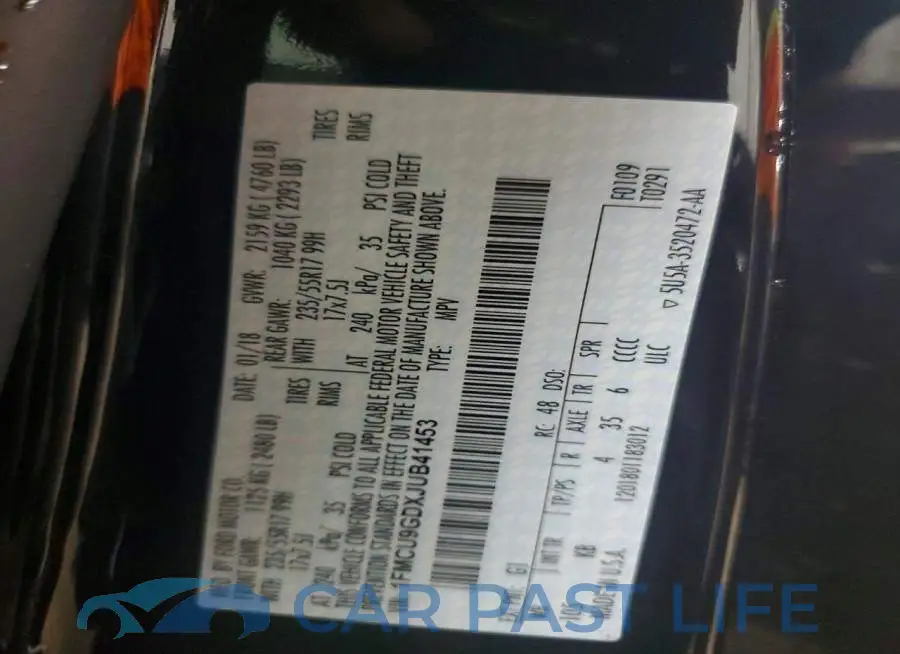 1FMCU9GDXJUB41453# 13