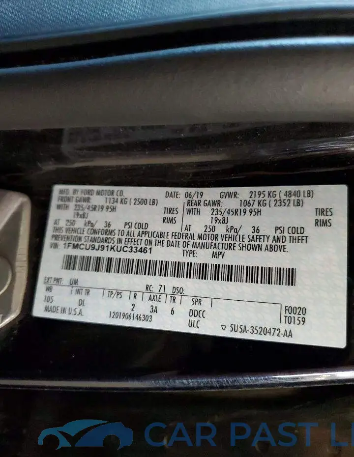 1FMCU9J91KUC33461# 12