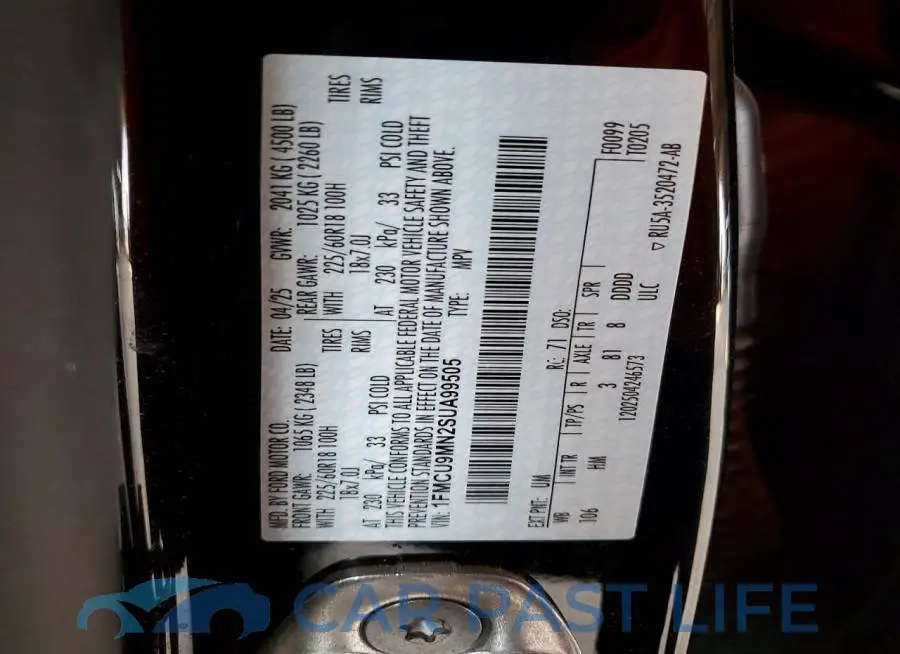1FMCU9MN2SUA99505# 12