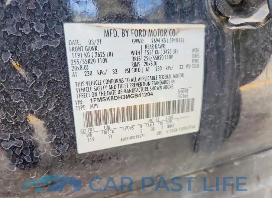 1FMSK8DH3MGB41204# 13