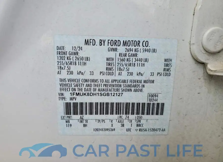 1FMUK8DH1SGB12127# 13