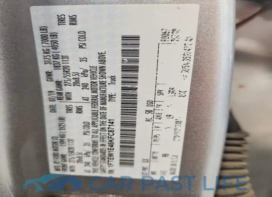 1FTEW1E46KFC87141# 12